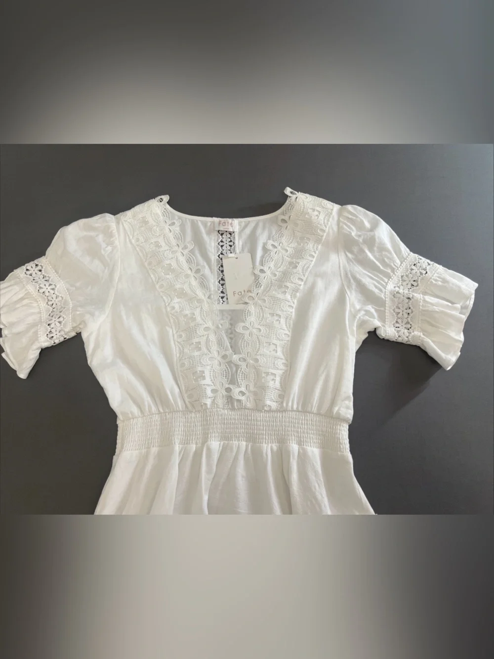 Fate White Eyelet Lace Mini Dress - Picture 6 of 12